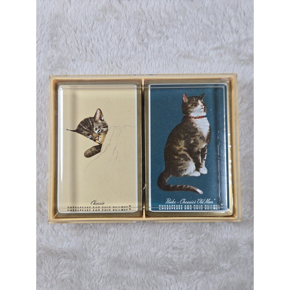 Vintage Chesapeake Ohio Railway Cat Playing Cards Sealed 2 Deck Set